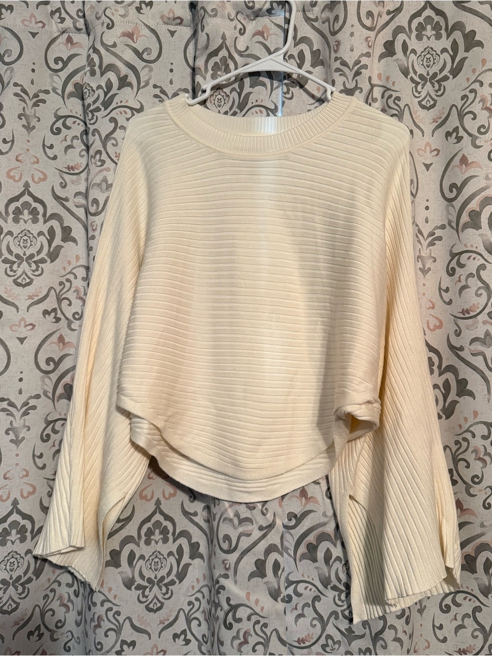 Cream Ribbed Cropped Sweater